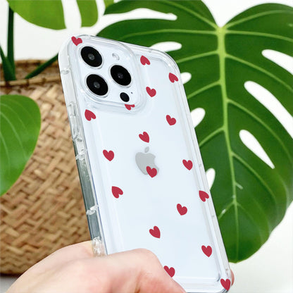 Red Heart Clear Phone Case for iPhone 17 16 15 14 13 12 11 11 Pro Max Mini 7 8 XR XS X Shockproof Slim Phone Cover with Customised Name