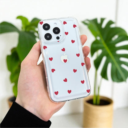 Red Heart Clear Phone Case for iPhone 17 16 15 14 13 12 11 11 Pro Max Mini 7 8 XR XS X Shockproof Slim Phone Cover with Customised Name