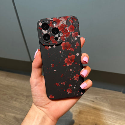 Red Flowering Tree Floral Phone Case for iPhone 17 16 15 14 13 12 11 11 Pro Max Mini 7 8 XR XS X Shockproof Phone Cover with Customised Name
