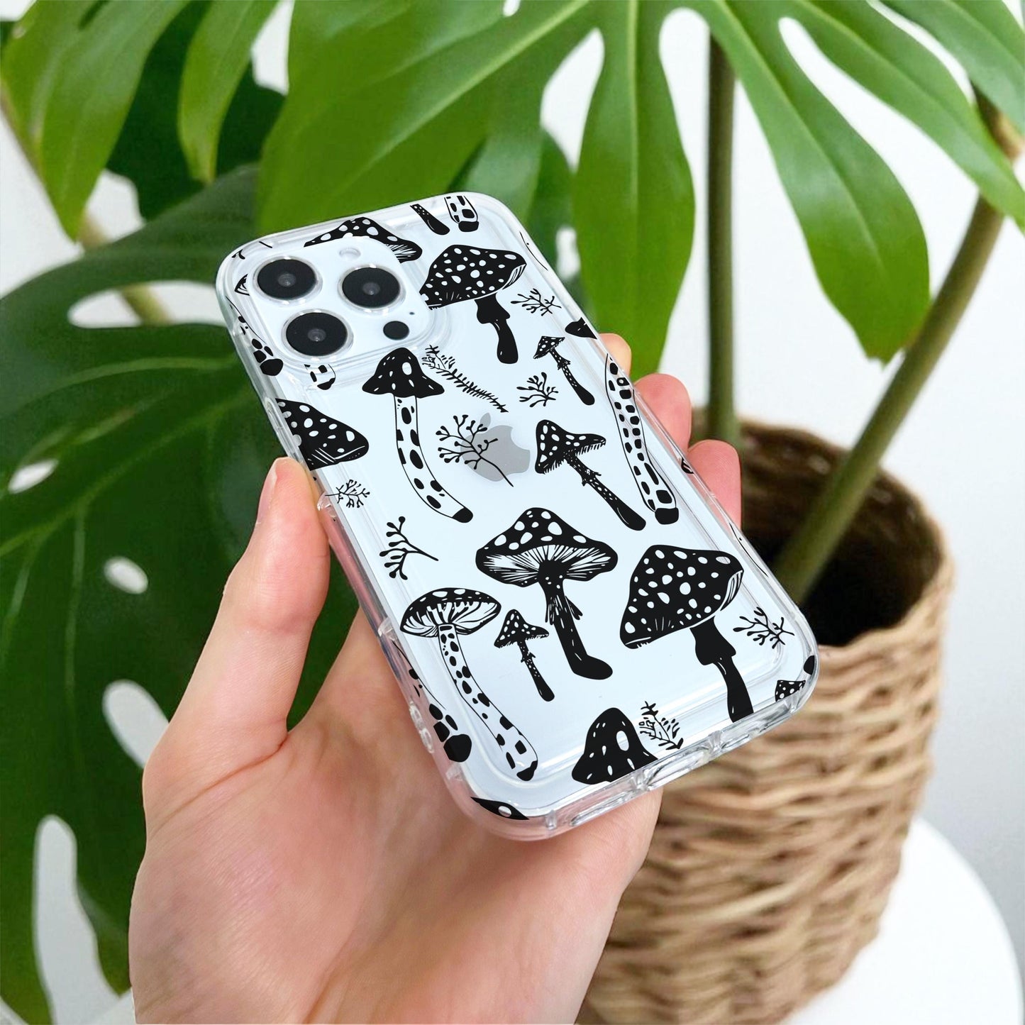 Funky Mushroom Clear Phone Case for iPhone 17 16 15 14 13 12 11 11 Pro Max Mini 7 8 XR XS X Shockproof Silicone Phone Cover with Custom Name