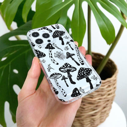 Funky Mushroom Clear Phone Case for iPhone 17 16 15 14 13 12 11 11 Pro Max Mini 7 8 XR XS X Shockproof Silicone Phone Cover with Custom Name