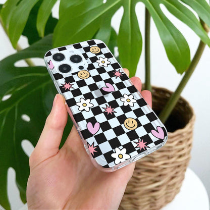 Checkerboard Cute Phone Case for iPhone 17 16 15 14 13 12 11 11 Pro Max Mini 7 8 XR XS X Shockproof Slim Phone Cover with Customised Name