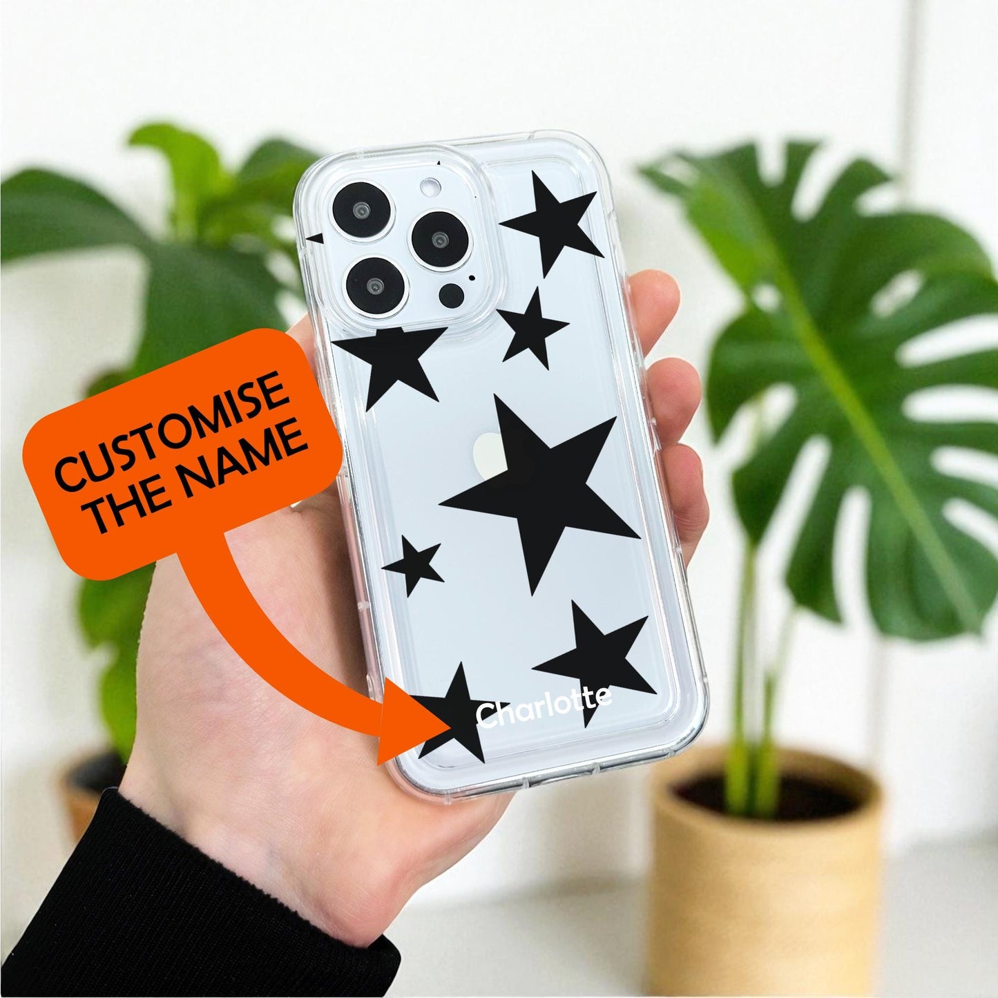 Black Star Pattern Clear Phone Case for iPhone 17 16 15 14 13 12 11 11 Pro Max Mini 7 8 XR XS X Shockproof Silicone Phone Cover