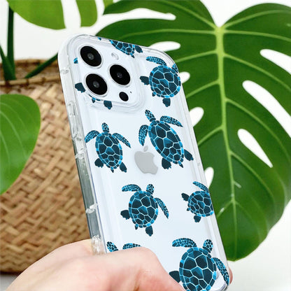 Sea Turtle Clear Phone Case for iPhone 17 16 15 14 13 12 11 11 Pro Max Mini 7 8 XR Shockproof Silicone Phone Cover Personalised Name