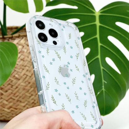 Micro Floral Ditsy Clear Phone Case for iPhone 17 16 15 14 13 12 11 11 Pro Max Mini 7 8 XR XS X Shockproof Cover Custom Name