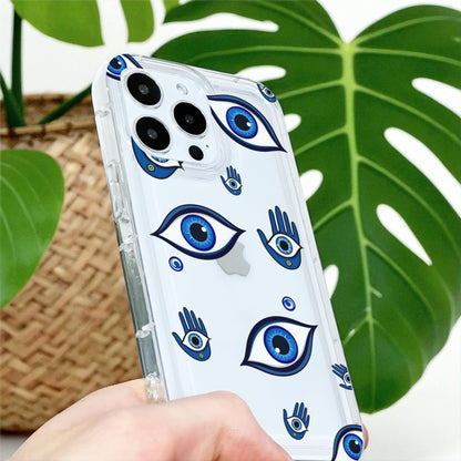 Evil Eye Clear Phone Case for iPhone 17 16 15 14 13 12 11 11 Pro Max Mini 7 8 XR XS X Shockproof Silicone Phone Cover with Custom Name