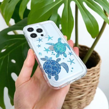 Turtle Starfish Ocean Sea life Clear Phone Case for iPhone 17 16 15 14 13 12 11 11 Pro Max Mini 7 8 XR XS X XR Wallet Shockproof Cover