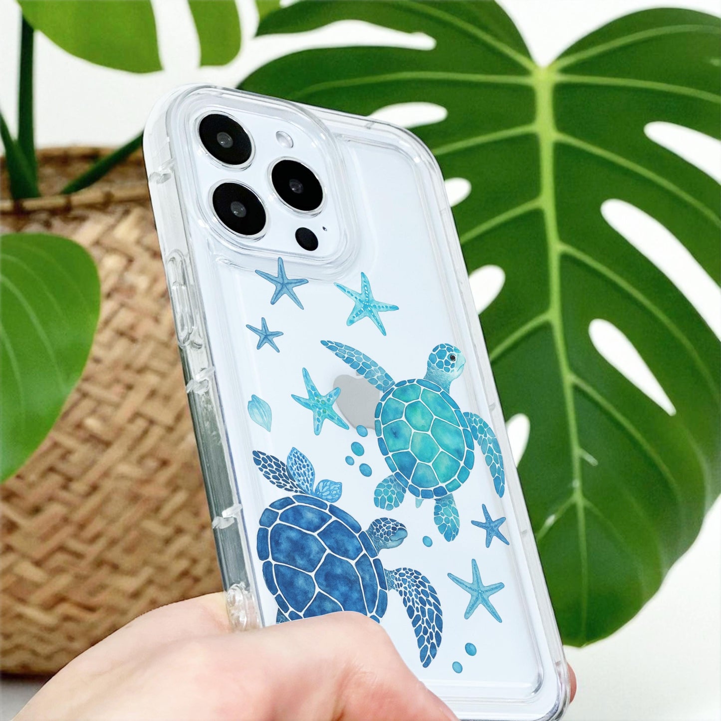 Turtle Starfish Ocean Sea life Clear Phone Case for iPhone 17 16 15 14 13 12 11 11 Pro Max Mini 7 8 XR XS X XR Wallet Shockproof Cover