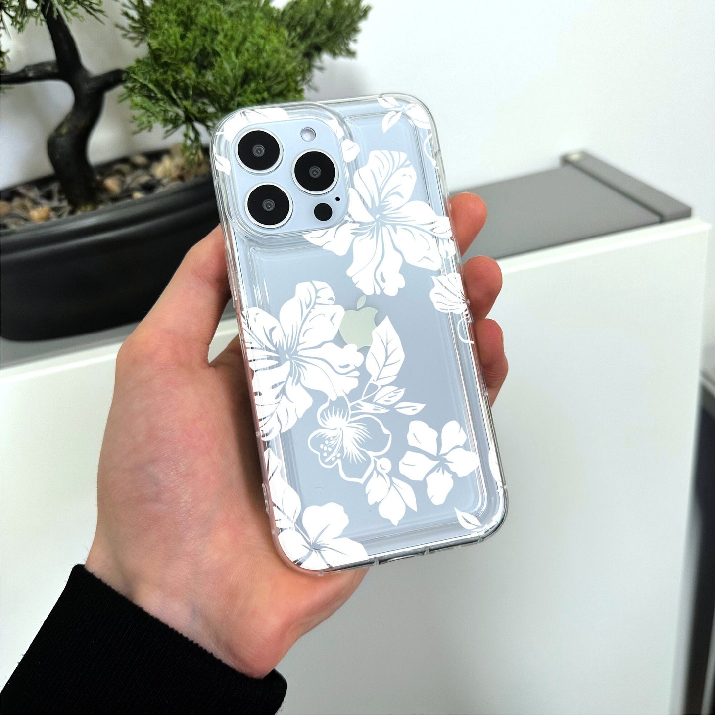 Hawaiian Aloha Flowers Summer Clear Phone Case for iPhone 17 16 15 14 13 12 11 11 Pro Max Mini 7 8 XR X Shockproof Phone Cover Custom Name