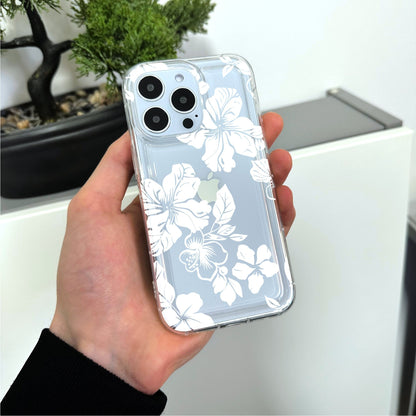 Hawaiian Aloha Flowers Summer Clear Phone Case for iPhone 17 16 15 14 13 12 11 11 Pro Max Mini 7 8 XR X Shockproof Phone Cover Custom Name