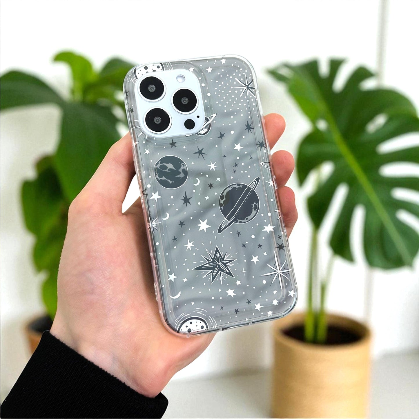Celestial Moon Star Phone Case for iPhone 17 16 15 14 13 12 11 11 Pro Max Mini 7 8 XR XS X Shockproof Silicone Phone Cover with Custom Name