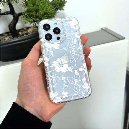 Floral Pattern Clear Phone Case for iPhone 17 16 15 14 13 12 11 11 Pro Max Mini 7 8 XR XS X Shockproof Phone Cover with Custom Name