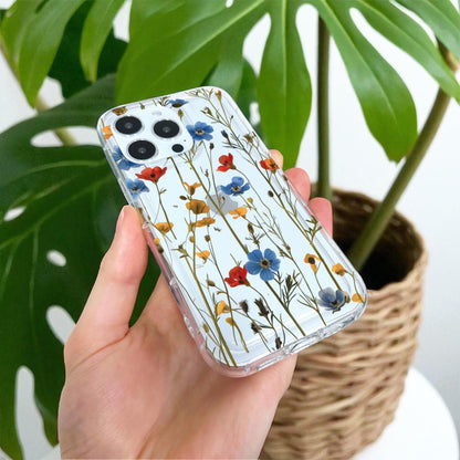 Pressed Flower Print Clear Phone Case for iPhone 17 16 15 14 13 12 11 11 Pro Max Mini 7 8 XR XS X Shockproof Silicone Cover Custom Name