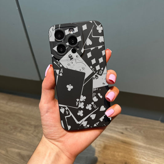 Playing Card Phone Case for iPhone 17 16 15 14 13 12 11 11 Pro Max Mini 7 8 XR XS X Shockproof Phone Cover with Customised Name and Ace Card