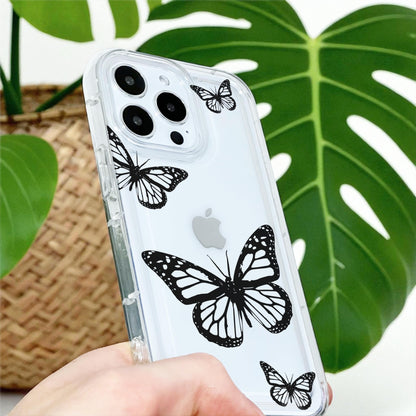 Clear Butterfly Print Phone Case for iPhone 17 16 15 14 13 12 11 11 Pro Max Mini 7 8 XR XS X Shockproof Slim Phone Cover Customised Name