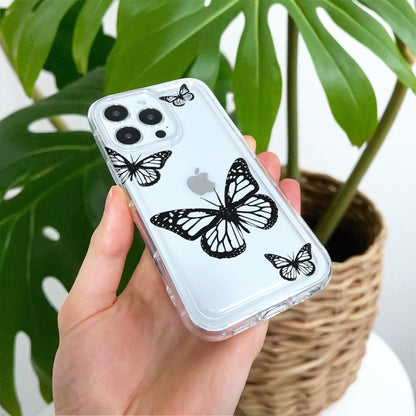 Clear Butterfly Print Phone Case for iPhone 17 16 15 14 13 12 11 11 Pro Max Mini 7 8 XR XS X Shockproof Slim Phone Cover Customised Name