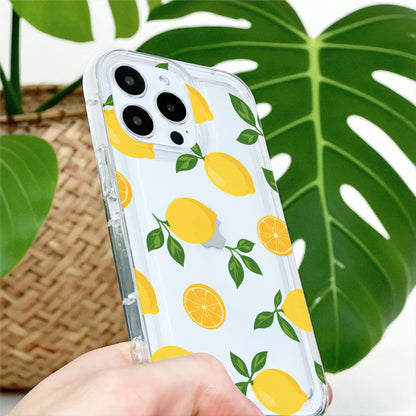 Lemon Fruit Pattern Clear Phone Case for iPhone 17 16 15 14 13 12 11 11 Pro Max Mini 7 8 XR Shockproof Silicone Phone Cover with Custom Name