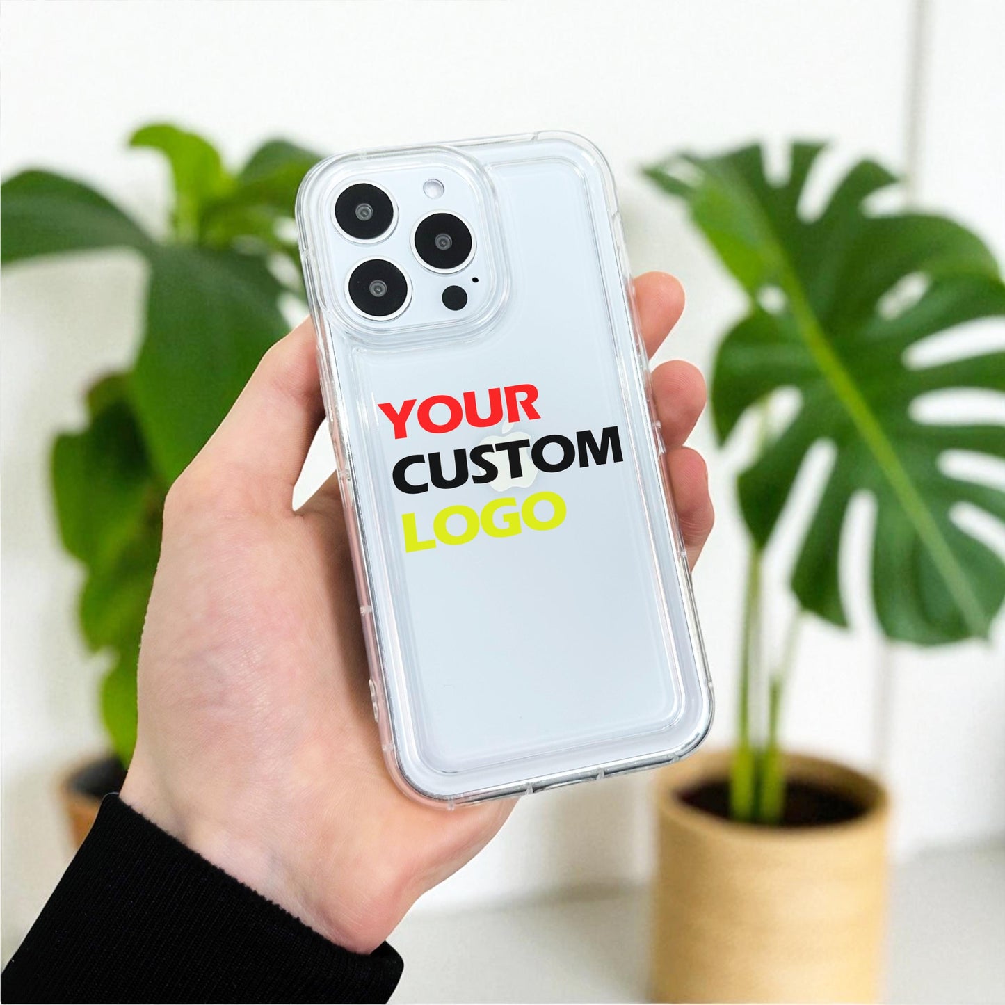 Custom Logo Clear Phone Case for iPhone 17 16 15 14 13 12 11 11 Pro Max Mini 7 8 XR XS X Shockproof Silicone Phone Cover with Custom Name