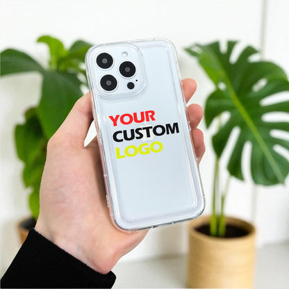 Custom Logo Clear Phone Case for iPhone 17 16 15 14 13 12 11 11 Pro Max Mini 7 8 XR XS X Shockproof Silicone Phone Cover with Custom Name