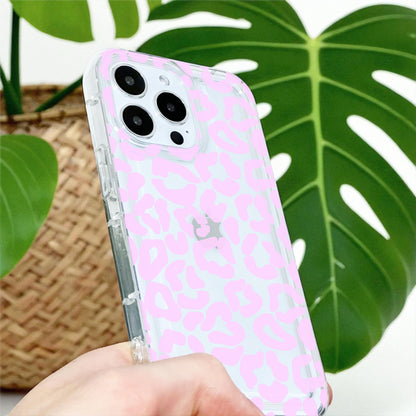 Pink Leopard Print Clear Phone Case for iPhone 17 16 15 14 13 12 11 11 Pro Max Mini 7 8 XR XS X Shockproof Slim Phone Cover