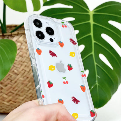 Summer Fruits Clear Phone Case for iPhone 17 16 15 14 13 12 11 11 Pro Max Mini 7 8 XR XS X Shockproof Silicone Phone Cover Personalised Name