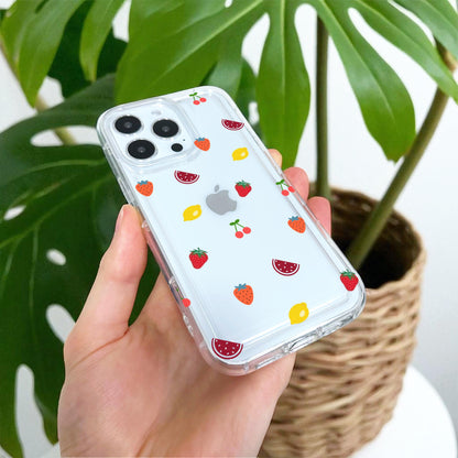 Summer Fruits Clear Phone Case for iPhone 17 16 15 14 13 12 11 11 Pro Max Mini 7 8 XR XS X Shockproof Silicone Phone Cover Personalised Name