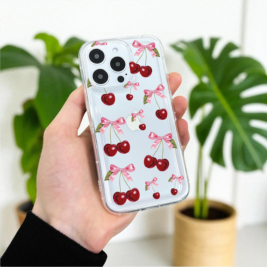 Black Bow Pattern Clear Phone Case for iPhone 17 16 15 14 13 12 11 11 Pro Max Mini 7 8 XR XS X Shockproof Slim Phone Cover for Girls