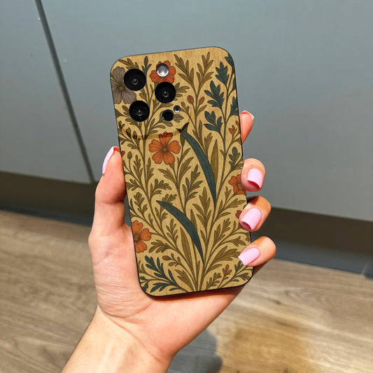 Dark Aesthetic Wildflower Phone Case for iPhone 17 16 15 14 13 12 11 11 Pro Max Mini 7 8 XR XS X Shockproof Phone Cover with Custom Name