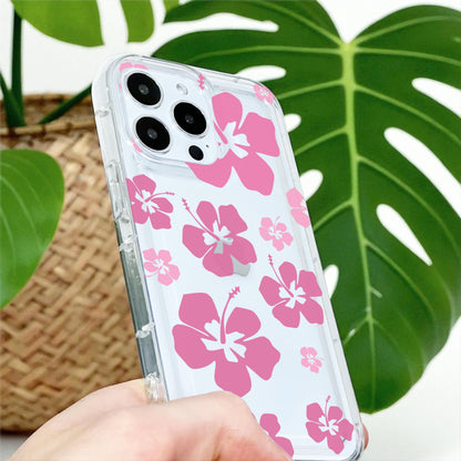 Pink Pressed Flower Clear Phone Case for iPhone 17 16 15 14 13 12 11 11 Pro Max Mini 7 8 XR XS X Shockproof Phone Cover with Custom Name
