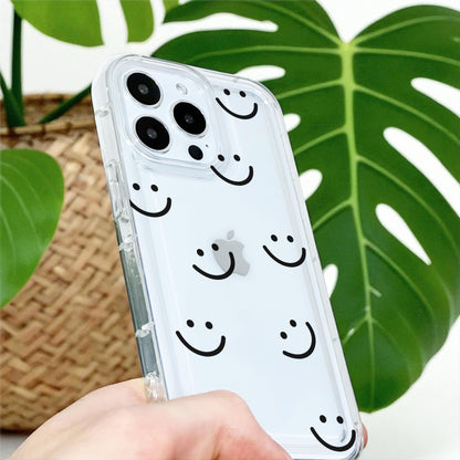 Smile Happy Pattern Clear Phone Case for iPhone 17 16 15 14 13 12 11 11 Pro Max Mini 7 8 XR XS X Shockproof Silicone Phone Cover