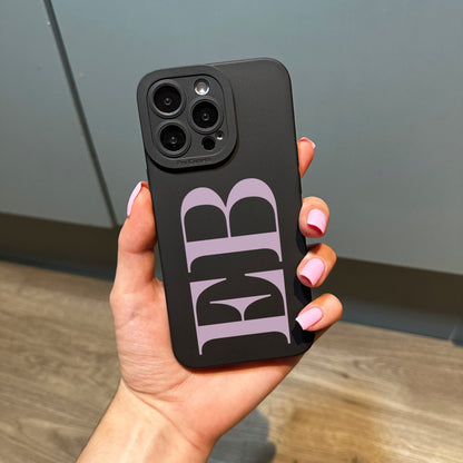 Personalised Large Pink Initial Black Phone Case for iPhone 17 16 15 14 13 12 11 11 Pro Max XR X Shockproof Phone Cover Monogram Phone Case