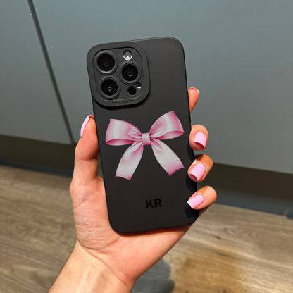 Bow Phone Case with Coquette Aesthetic for iPhone 17 16 15 14 13 12 11 11 Pro Max Mini 7 8 XR X Shockproof Cover With Personalised Initials