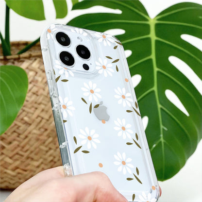 Floral Daisy Sunflower Clear Phone Case for iPhone 17 16 15 14 13 12 11 11 Pro Max Mini 7 8 XR X Shockproof Silicone Phone Cover Custom Name