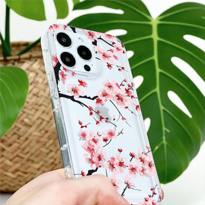 Cherry Blossom Clear Phone Case for iPhone 17 16 15 14 13 12 11 11 Pro Max Mini 7 8 XR XS X Shockproof Silicone Phone Cover Custom Name