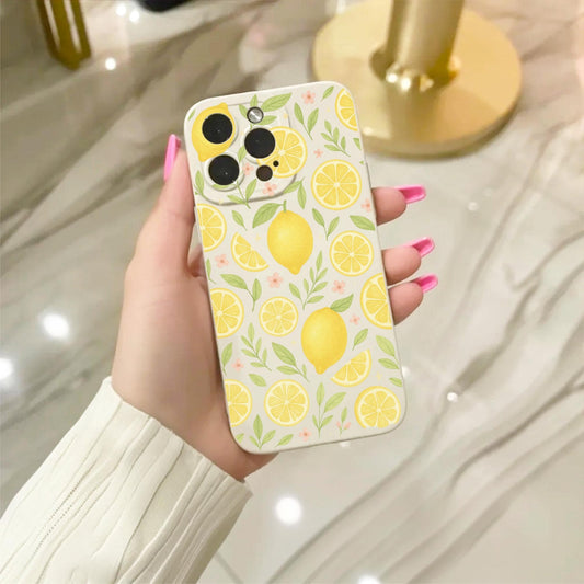 Lemon Pattern Floral Phone Case for iPhone 17 16 15 14 13 12 11 11 Pro Max Mini 7 8 XR XS X Shockproof Phone Cover Custom Name