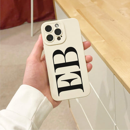 Personalised Large Initial Beige Phone Case for iPhone 17 16 15 14 13 12 11 11 Pro Max Mini 7 XR Shockproof Phone Cover Monogram Phone Case