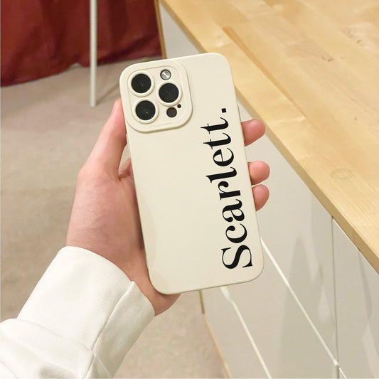 Personalised Name Beige Phone Case for iPhone 17 16 15 14 13 12 11 11 Pro Max Mini 7 8 XR X Shockproof Phone Cover Custom Girls Phone Case