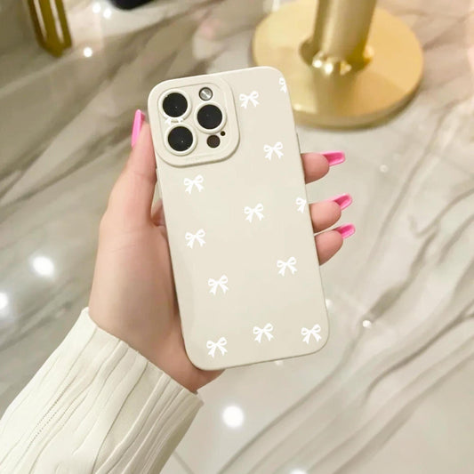 Pink Bow Pattern Phone Case for iPhone 17 16 15 14 13 12 11 11 Pro Max Mini 7 8 XR XS X Shockproof Phone Cover with Personalised Name