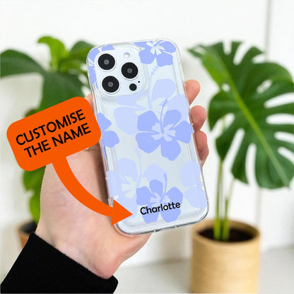 Hawaiian Aloha Flowers Summer Clear Phone Case for iPhone 17 16 15 14 13 12 11 Pro Max Mini 7 8 Shockproof Silicone Phone Cover Custom Name
