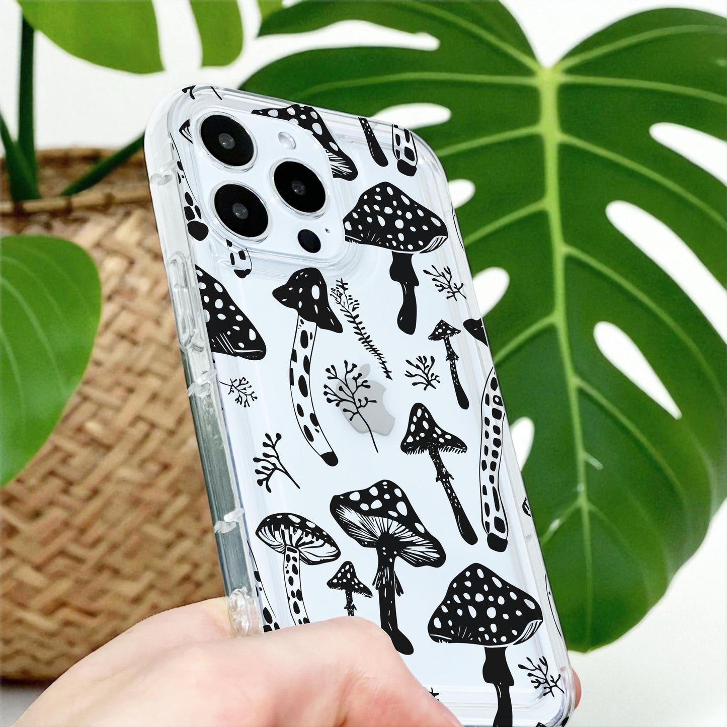 Funky Mushroom Clear Phone Case for iPhone 17 16 15 14 13 12 11 11 Pro Max Mini 7 8 XR XS X Shockproof Silicone Phone Cover with Custom Name