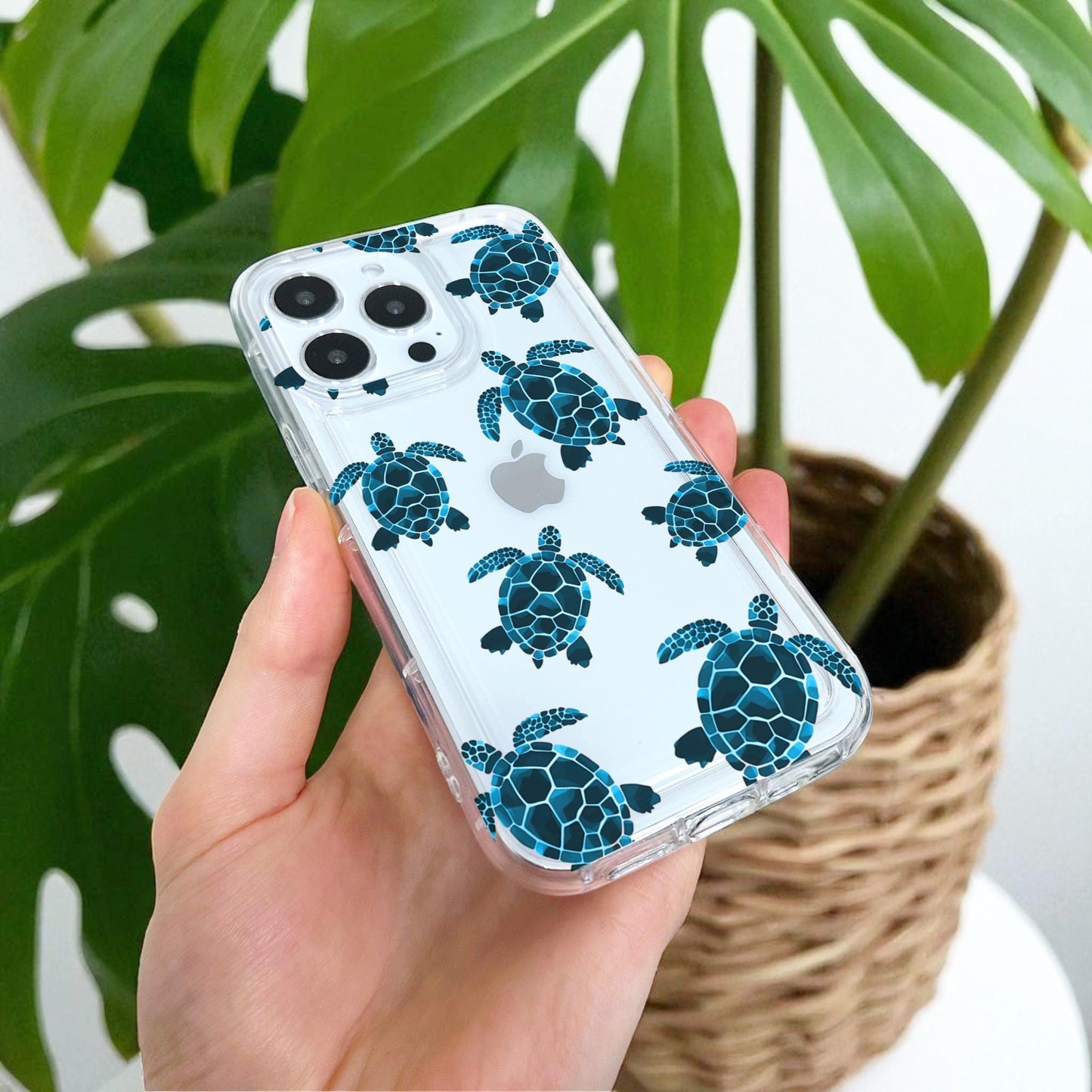 Sea Turtle Clear Phone Case for iPhone 17 16 15 14 13 12 11 11 Pro Max Mini 7 8 XR Shockproof Silicone Phone Cover Personalised Name