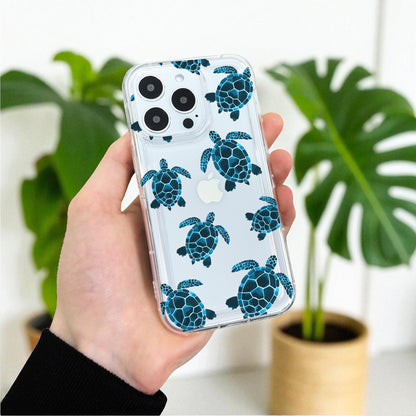 Sea Turtle Clear Phone Case for iPhone 17 16 15 14 13 12 11 11 Pro Max Mini 7 8 XR Shockproof Silicone Phone Cover Personalised Name