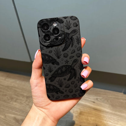 Turtle Sea Life Ocean Black Phone Case for iPhone 17 16 15 14 13 12 11 11 Pro Max Mini 7 8 XR XS X Shockproof Phone Cover Custom Name