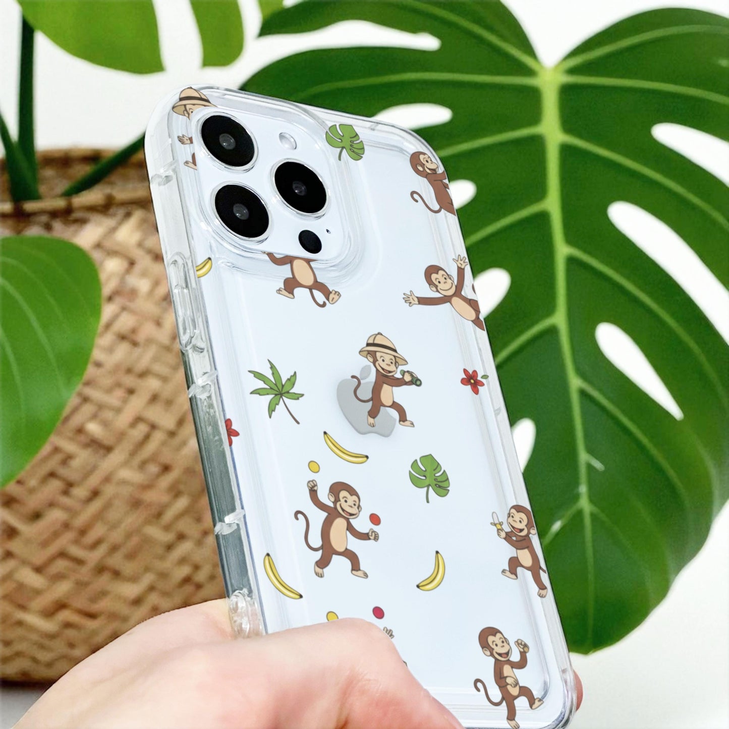 Monkey Cartoon Funny Clear Phone Case for iPhone 17 16 15 14 13 12 11 11 Pro Max Mini 7 8 XR X Shockproof Slim Phone Cover Customised Name