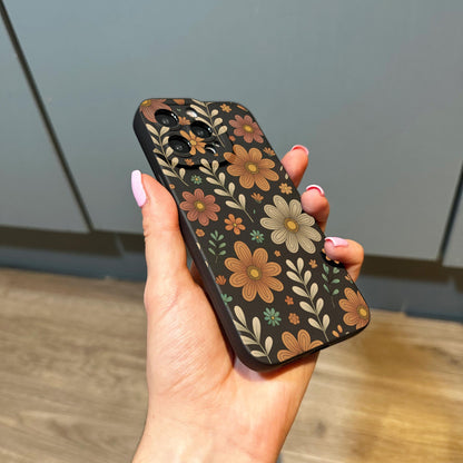 Floral Retro Funky Black Phone Case for iPhone 17 16 15 14 13 12 11 11 Pro Max Mini 7 8 XR XS X Shockproof Phone Cover with Customised Name