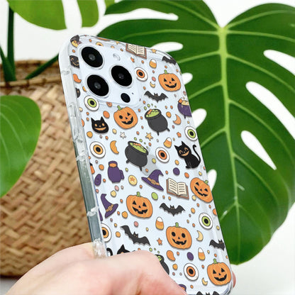 Halloween Scary Pumpkin Bat Clear Phone Case for iPhone 17 16 15 14 13 12 11 11 Pro Max Mini 7 8 XR Shockproof Slim Phone Cover Custom Name
