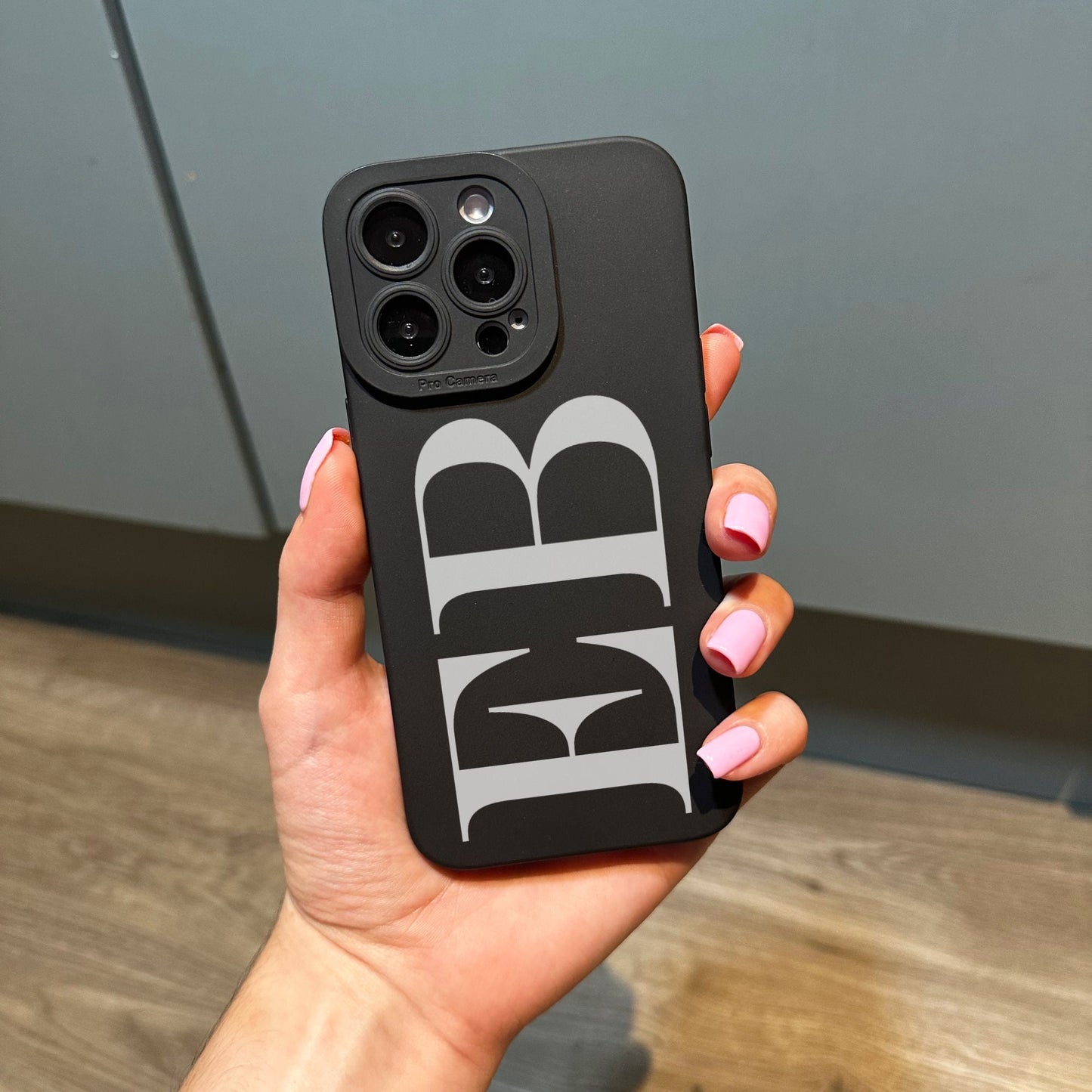 Personalised Large Initial Black Phone Case for iPhone 17 16 15 14 13 12 11 11 Pro Max Mini 7 8 XR XS X Shockproof Phone Cover Monogram Case