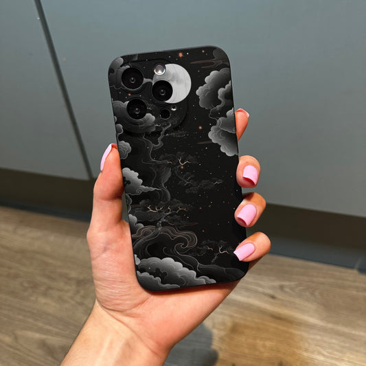 Black Night Cloud Phone Case for iPhone 17 16 15 14 13 12 11 11 Pro Max Mini 7 8 XR XS X Shockproof Phone Cover with Customised Name