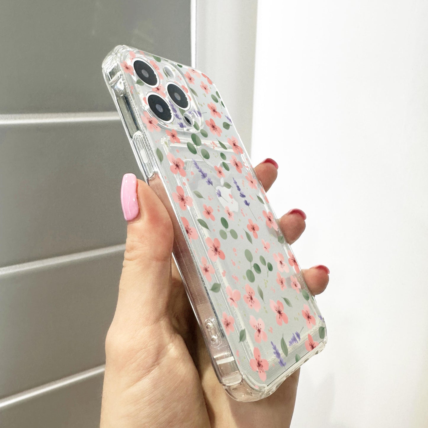 Floral Lavender Leave Card Holder Phone Case for iPhone 17 16 15 14 13 12 11 11 Pro Max Mini 7 8 XR X Wallet Shockproof Phone Cover Custom