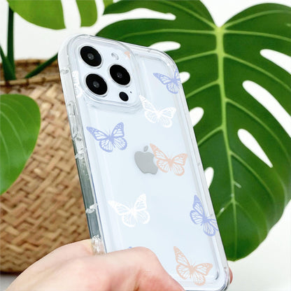 Pastel Cute Butterfly Clear Phone Case for iPhone 15 14 13 12 11 11 Pro Max Mini 7 8 XR XS X Shockproof Slim Phone Cover with Custom Name
